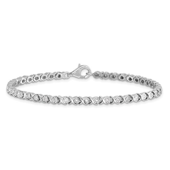 Sterling Silver Rhodium-plated Diamond Valentine's Tennis Bracelet - Picture 1 of 4